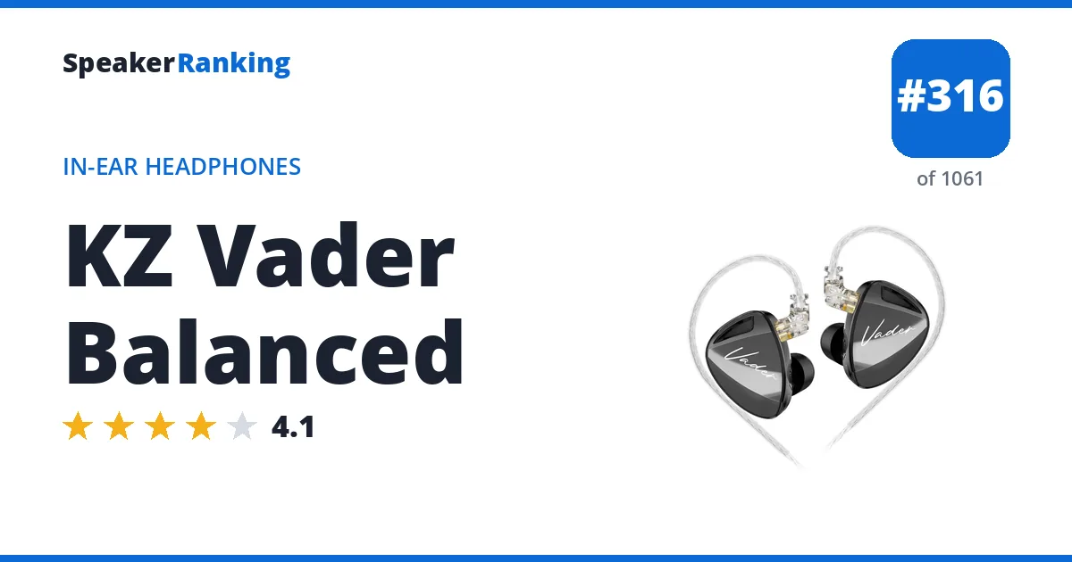 KZ Vader Balanced - ranked #316 of 1061 In-Ear Headphones · Editor's rating 4.1/5