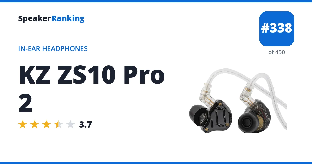 KZ ZS10 Pro 2 - ranked #338 of 450 In-Ear Headphones · Editor's rating 3.7/5