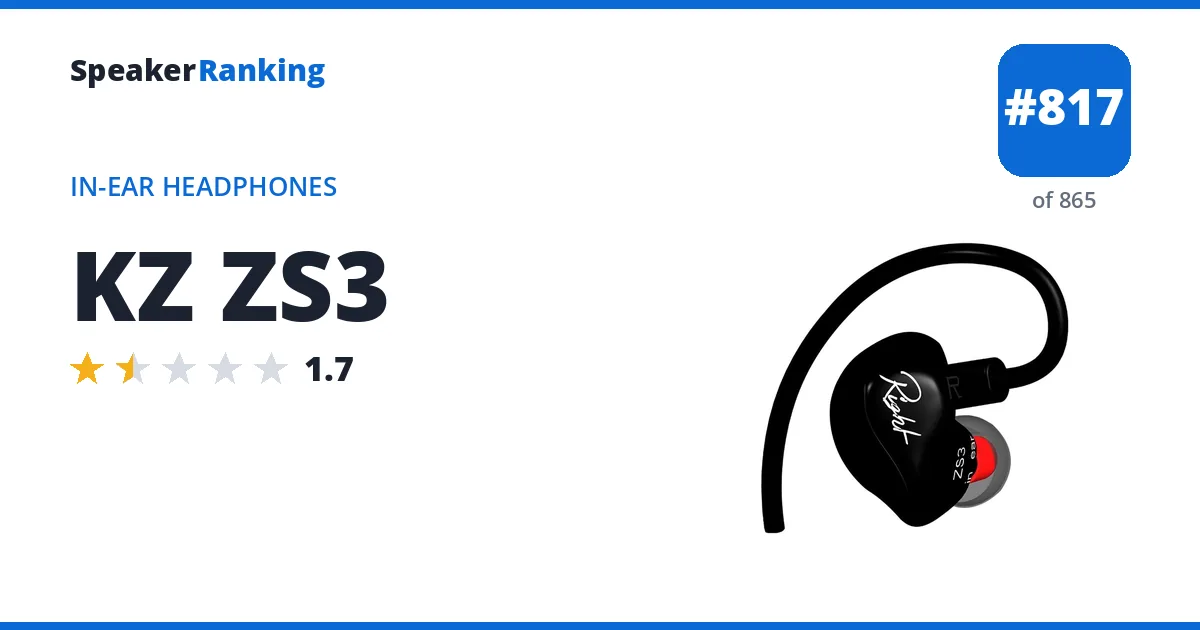 KZ ZS3 - ranked #817 of 865 In-Ear Headphones · Editor's rating 1.7/5