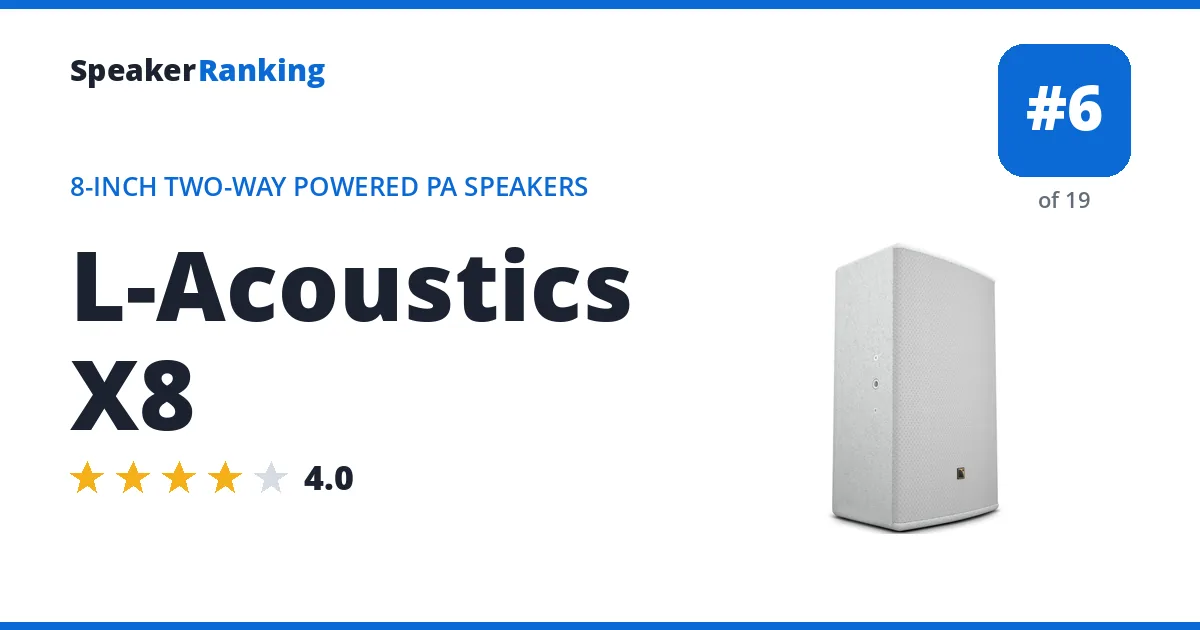 L-Acoustics X8 - ranked #6 of 19 8-Inch Two-Way Powered PA Speakers · Editor's rating 4/5