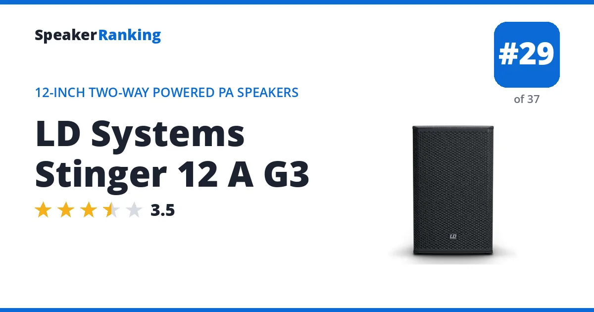 LD Systems Stinger 12 A G3 - ranked #29 of 37 12-Inch Two-Way Powered PA Speakers · Editor's rating 3.5/5