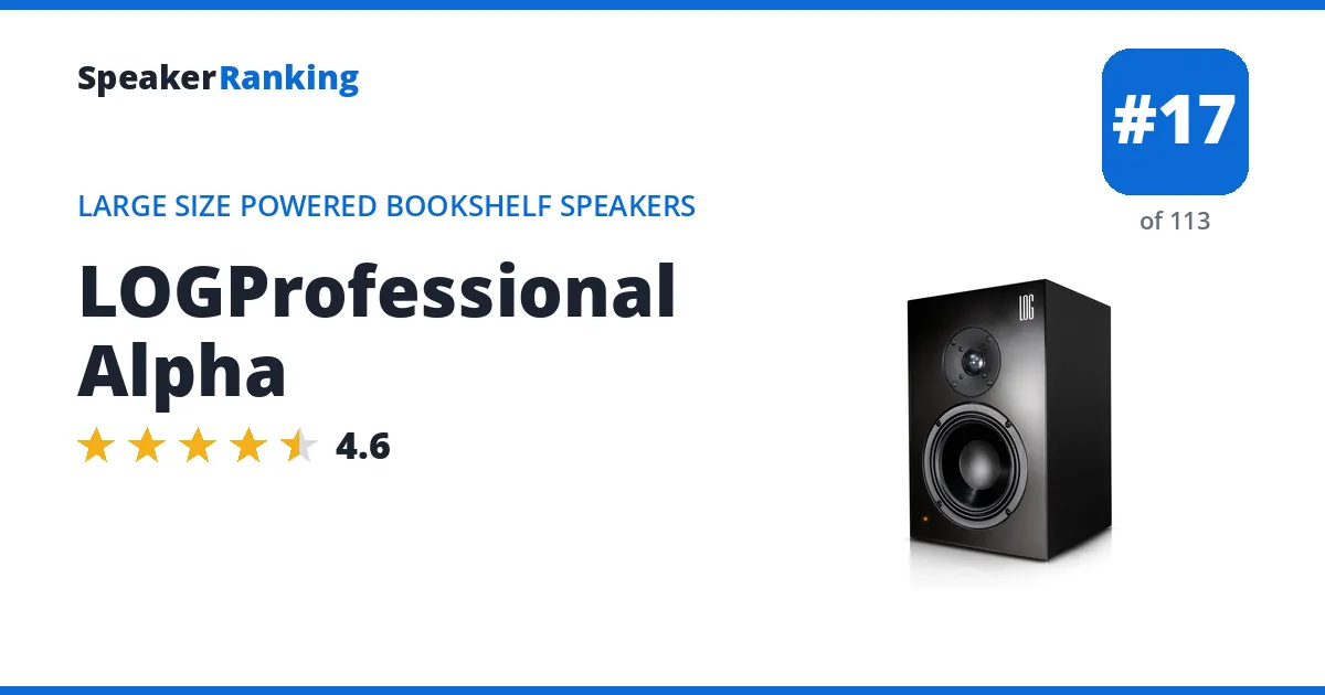 LOGProfessional Alpha - ranked #17 of 113 Large Size Powered Bookshelf Speakers · Editor's rating 4.6/5