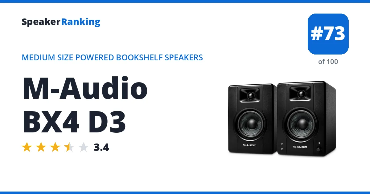 M-Audio BX4 D3 - ranked #73 of 100 Medium Size Powered Bookshelf Speakers · Editor's rating 3.4/5