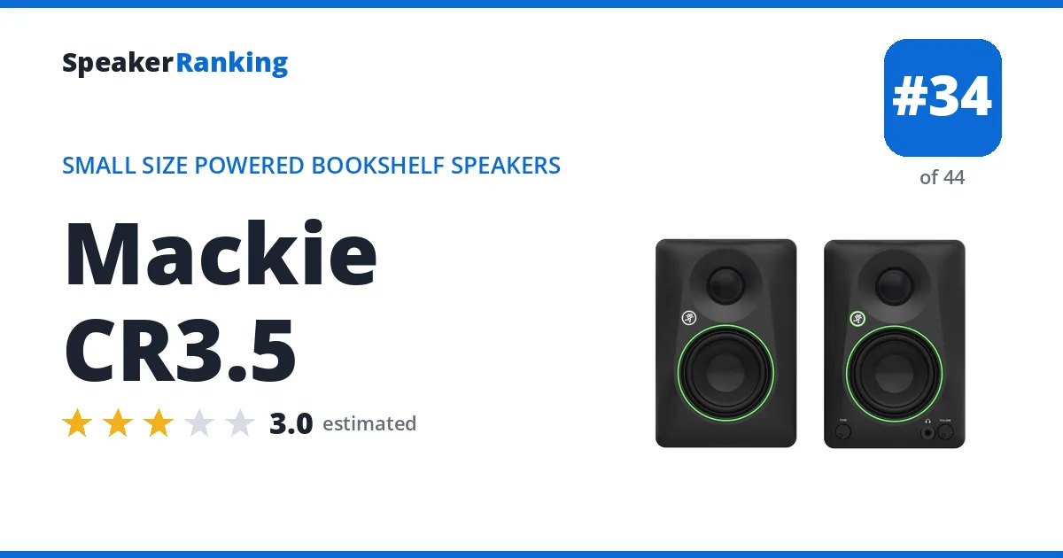 Mackie CR3.5 - ranked #34 of 44 Small Size Powered Bookshelf Speakers · Editor's rating 3/5
