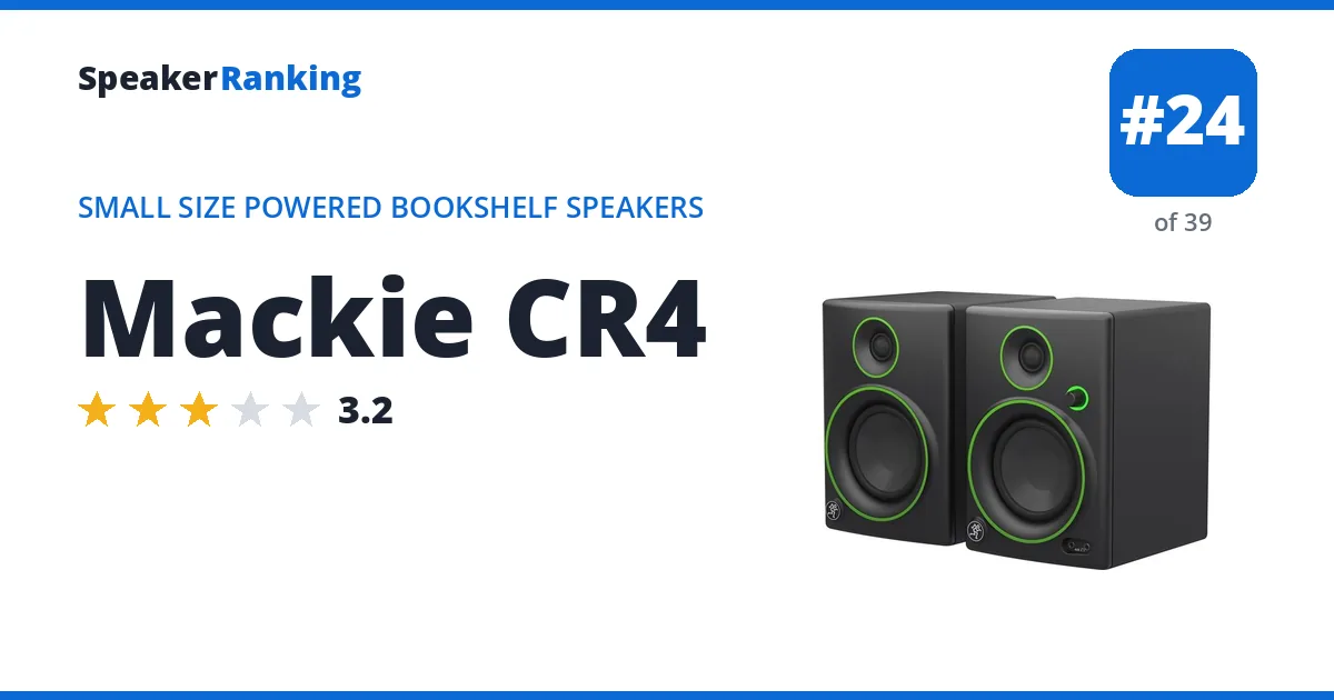 Mackie CR4 - ranked #24 of 39 Small Size Powered Bookshelf Speakers · Editor's rating 3.2/5