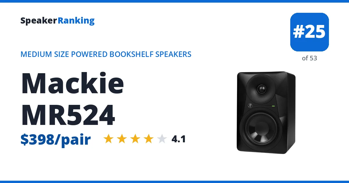 Mackie MR524 - ranked #25 of 53 Medium Size Powered Bookshelf Speakers · Editor's rating 4.1/5