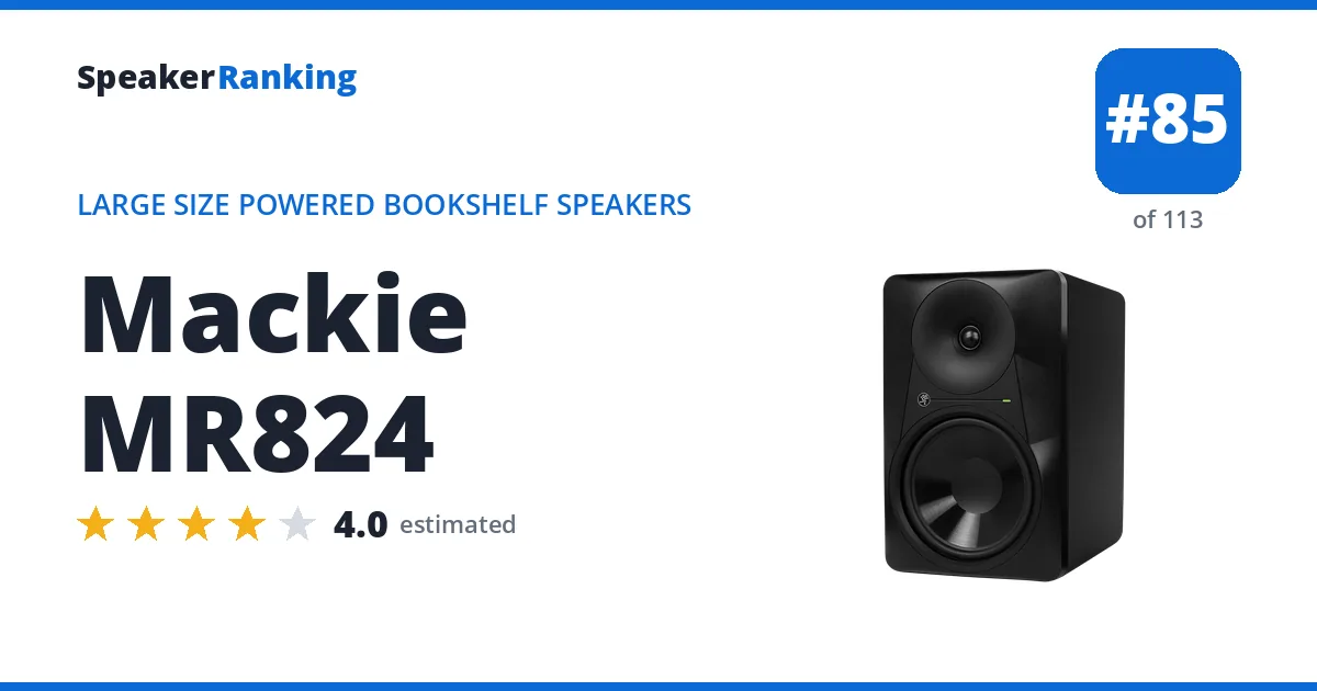 Mackie MR824 - ranked #85 of 113 Large Size Powered Bookshelf Speakers · Editor's rating 4/5