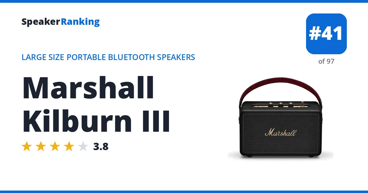 Marshall Kilburn III - ranked #41 of 97 Large Size Portable Bluetooth Speakers · Editor's rating 3.8/5