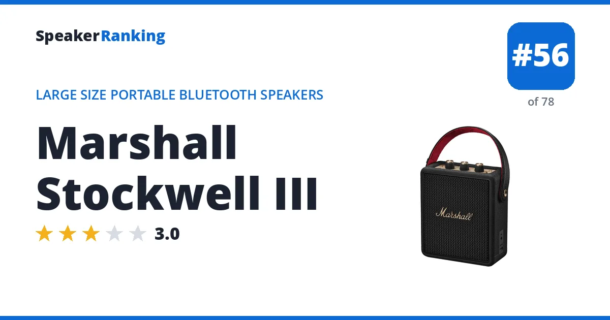 Marshall Stockwell III - ranked #56 of 78 Large Size Portable Bluetooth Speakers · Editor's rating 3/5