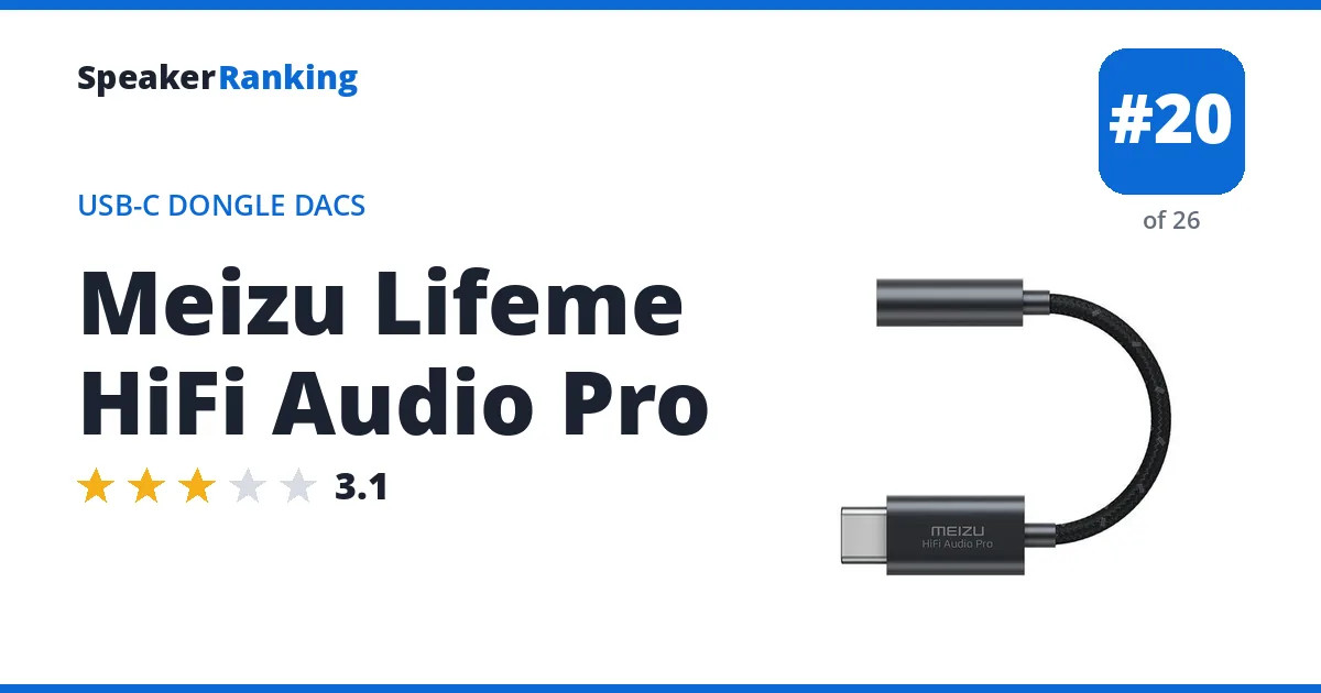 Meizu Lifeme HiFi Audio Pro - ranked #20 of 26 USB-C Dongle DACs · Editor's rating 3.1/5