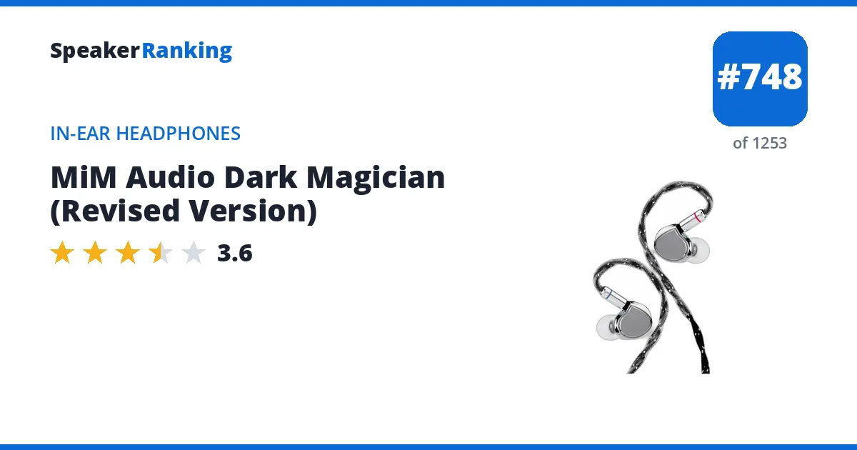 MiM Audio Dark Magician (Revised Version) - ranked #748 of 1253 In-Ear Headphones · Editor's rating 3.6/5
