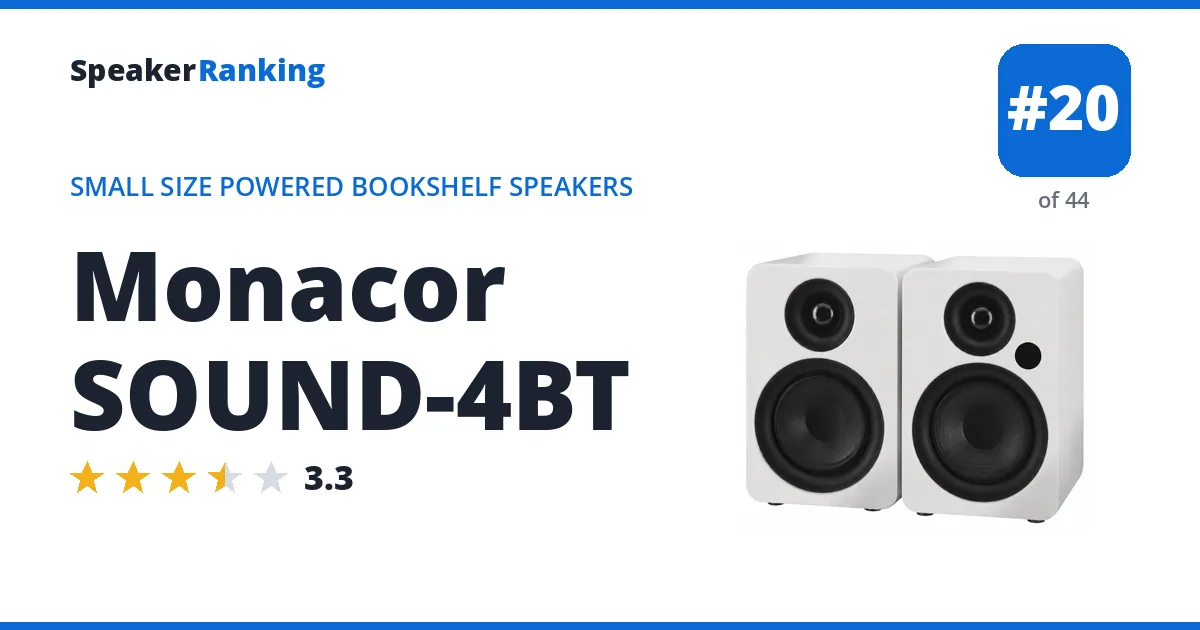 Monacor SOUND-4BT - ranked #20 of 44 Small Size Powered Bookshelf Speakers · Editor's rating 3.3/5