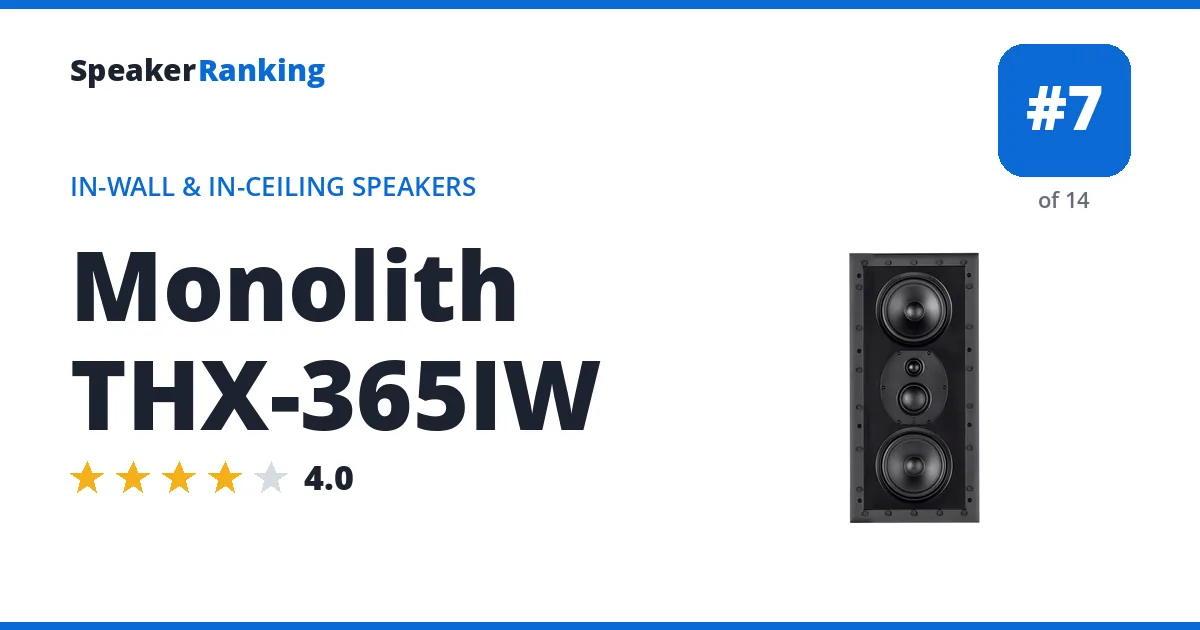 Monolith THX-365IW - ranked #7 of 14 In-Wall & In-Ceiling Speakers · Editor's rating 4/5