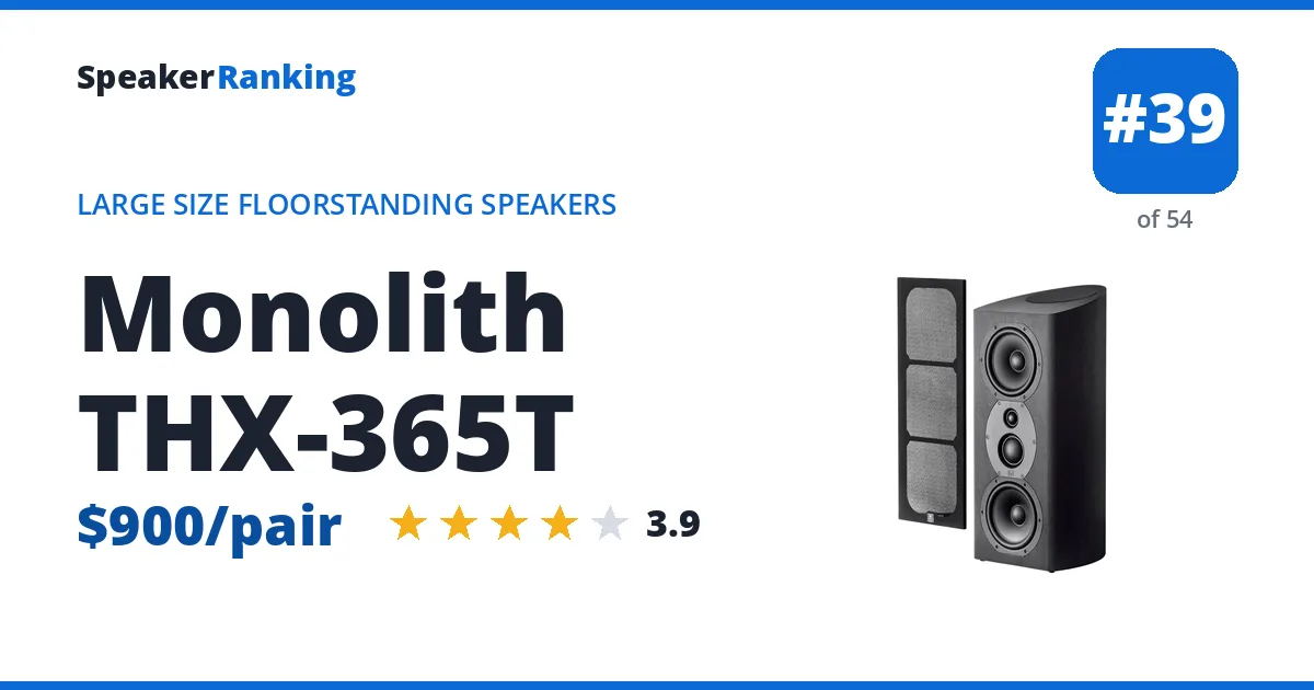 Monolith THX-365T - ranked #39 of 54 Large Size Floorstanding Speakers · Editor's rating 3.9/5