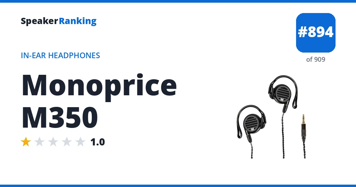 Monoprice M350 - ranked #894 of 909 In-Ear Headphones · Editor's rating 1/5