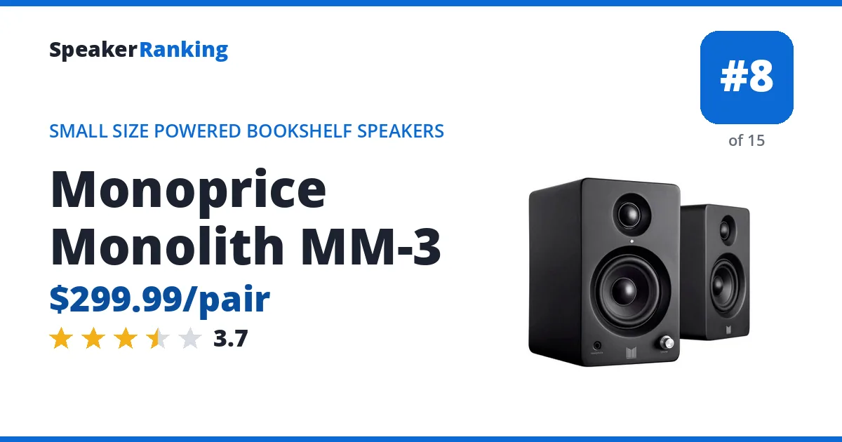 Monoprice Monolith MM-3 - ranked #8 of 15 Small Size Powered Bookshelf Speakers · Editor's rating 3.7/5