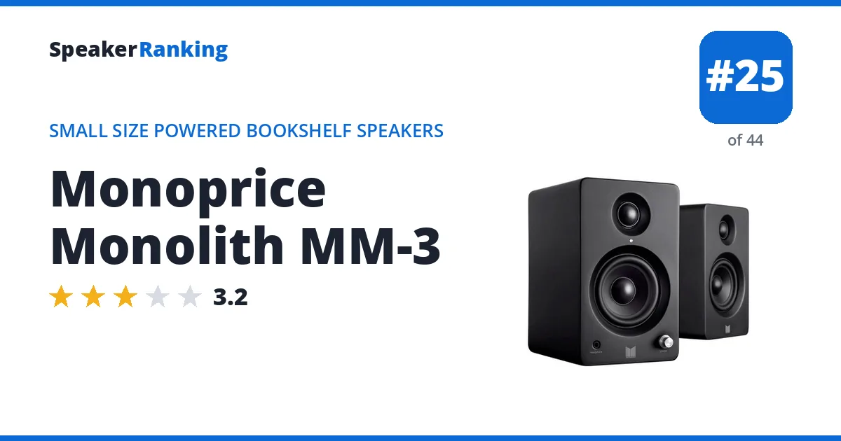 Monoprice Monolith MM-3 - ranked #25 of 44 Small Size Powered Bookshelf Speakers · Editor's rating 3.2/5