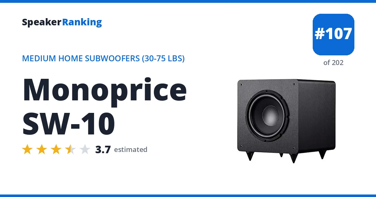 Monoprice SW-10 - ranked #107 of 202 Medium Home Subwoofers (30-75 lbs) · Editor's rating 3.7/5