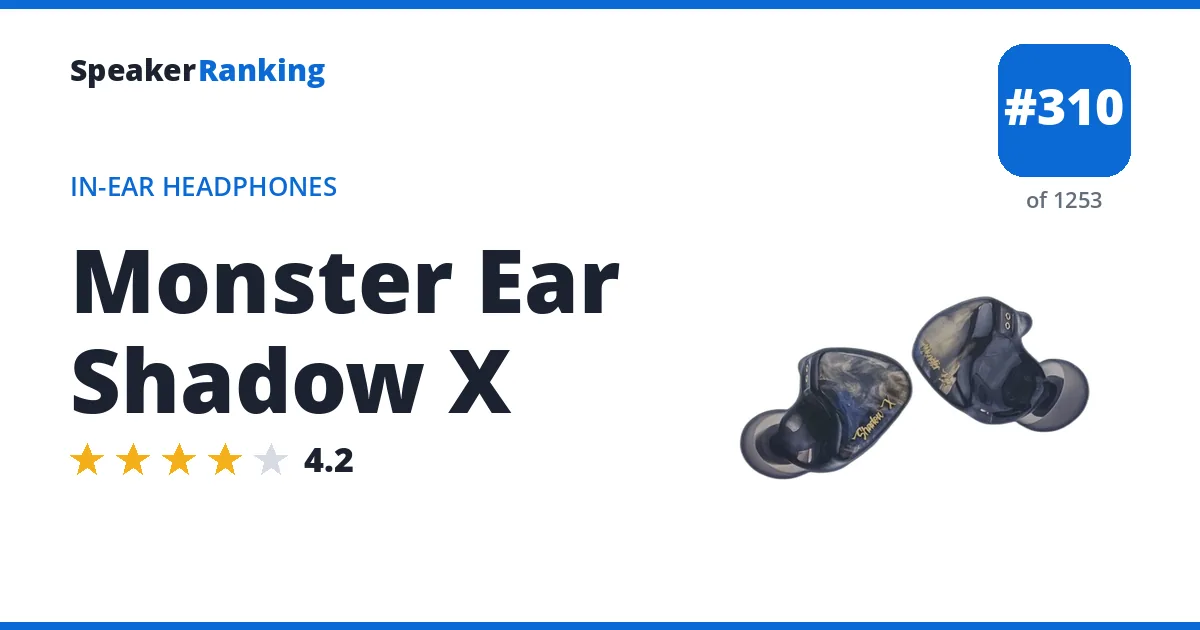 Monster Ear Shadow X - ranked #310 of 1253 In-Ear Headphones · Editor's rating 4.2/5