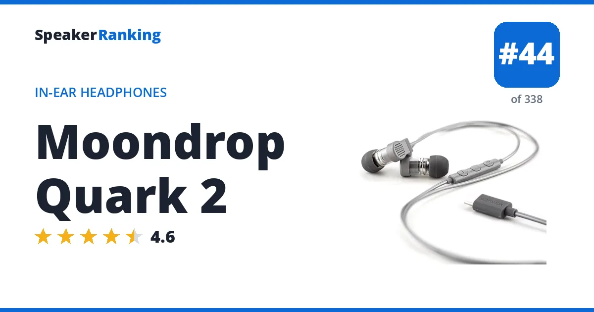 Moondrop Quark 2 - ranked #44 of 297 In-Ear Headphones · Editor's rating 4.6/5