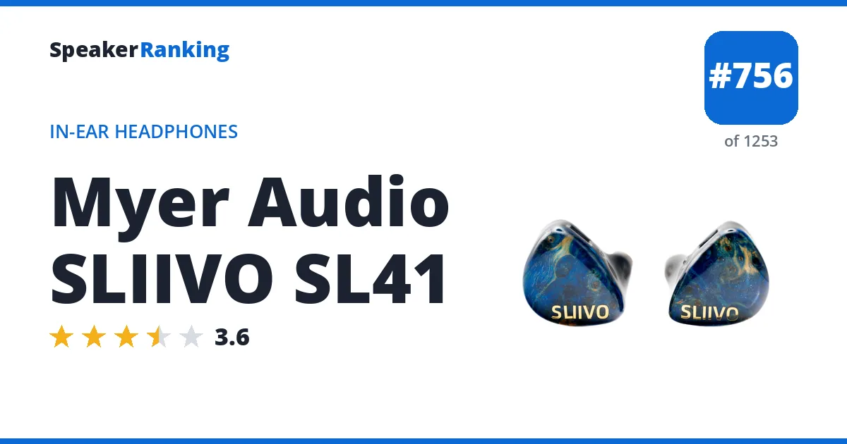Myer Audio SLIIVO SL41 - ranked #756 of 1253 In-Ear Headphones · Editor's rating 3.6/5