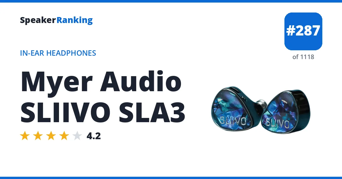 Myer Audio SLIIVO SLA3 - ranked #287 of 1118 In-Ear Headphones · Editor's rating 4.2/5