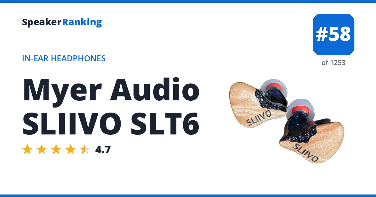 Myer Audio SLIIVO SLT6 - ranked #58 of 1253 In-Ear Headphones · Editor's rating 4.7/5