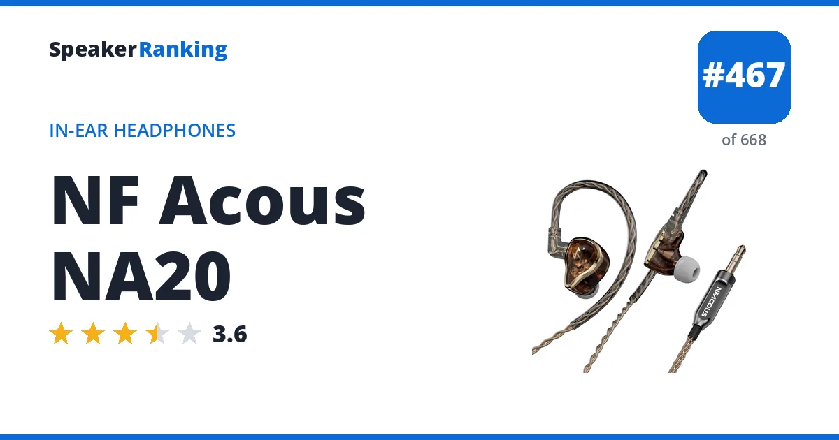 NF Acous NA20 - ranked #463 of 657 In-Ear Headphones · Editor's rating 3.6/5