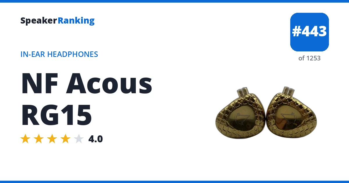 NF Acous RG15 - ranked #443 of 1253 In-Ear Headphones · Editor's rating 4/5