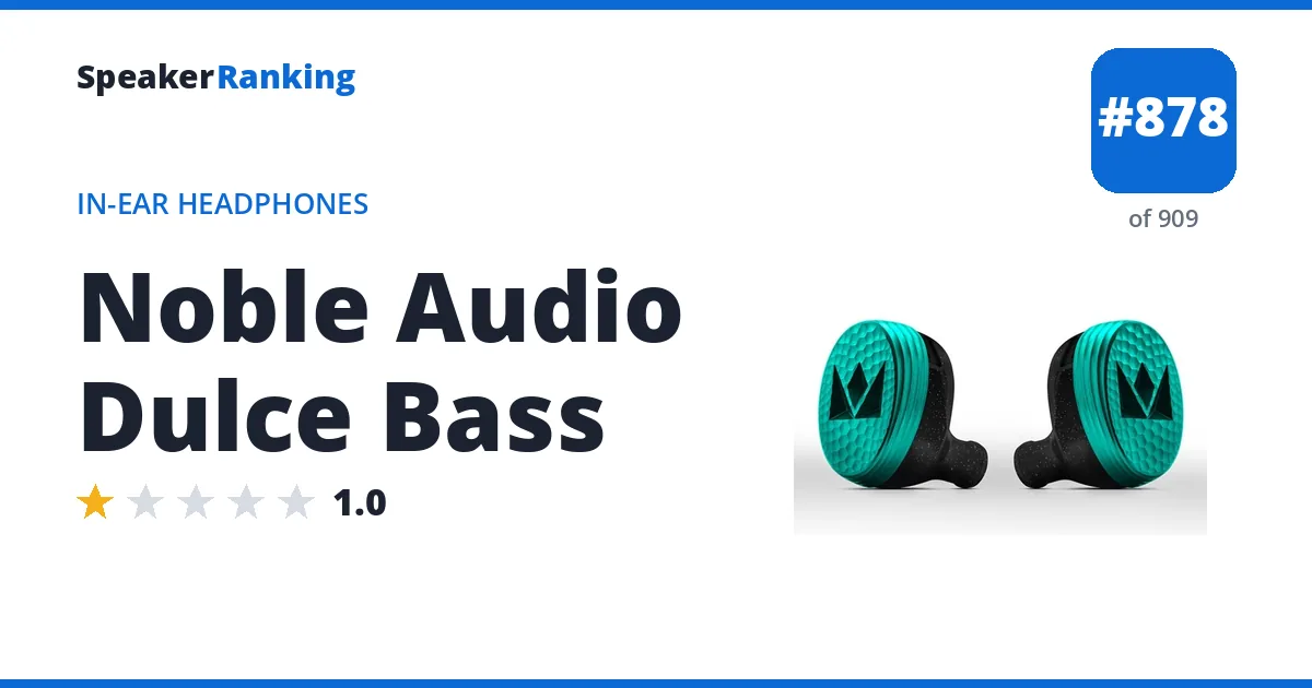 Noble Audio Dulce Bass - ranked #878 of 909 In-Ear Headphones · Editor's rating 1/5