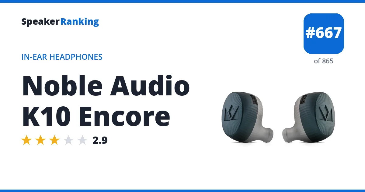 Noble Audio K10 Encore - ranked #667 of 865 In-Ear Headphones · Editor's rating 2.9/5