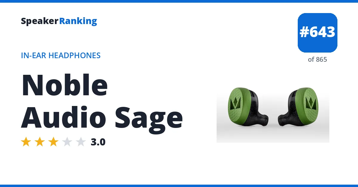 Noble Audio Sage - ranked #643 of 865 In-Ear Headphones · Editor's rating 3/5