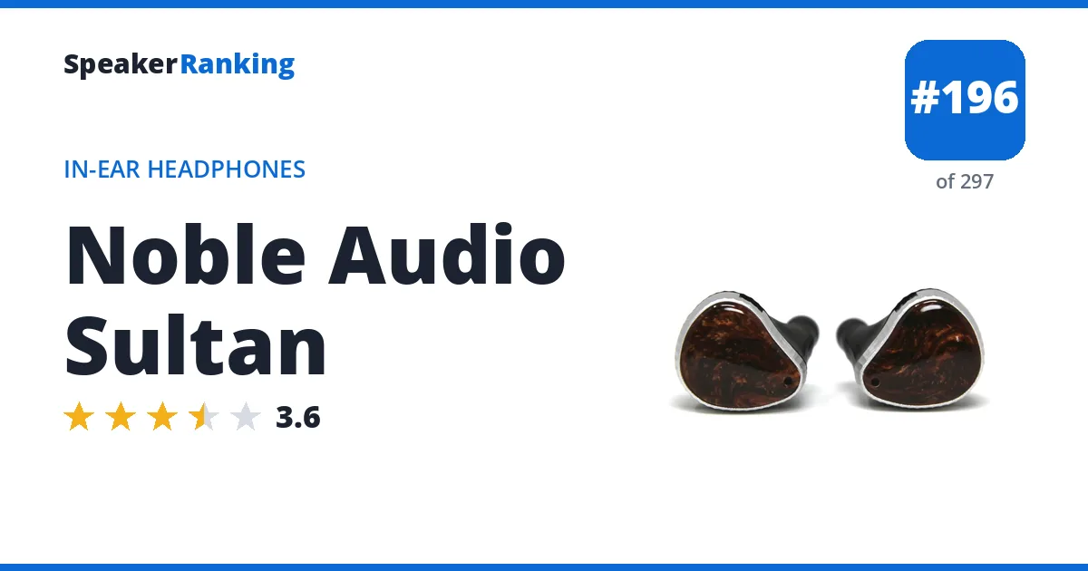 Noble Audio Sultan - ranked #196 of 297 In-Ear Headphones · Editor's rating 3.6/5