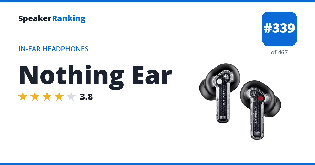 Nothing Ear - ranked #339 of 467 In-Ear Headphones · Editor's rating 3.8/5