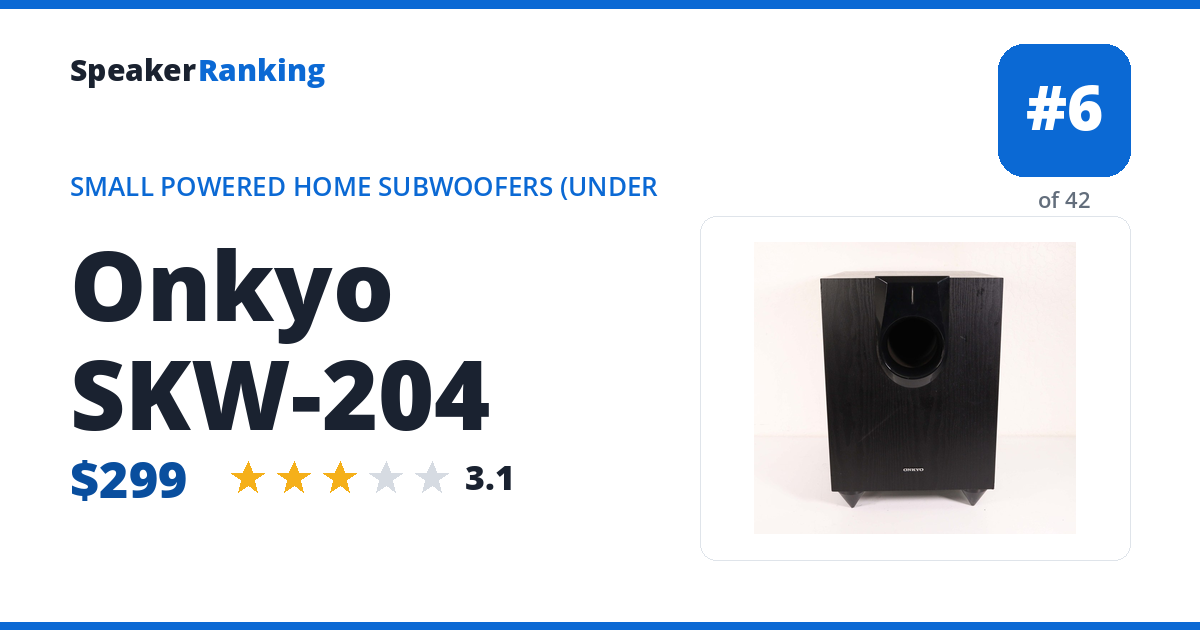 Onkyo SKW-204 — ranked #6 of 41 Small Powered Home Subwoofers (Under 30 lbs) · Editor's rating 3.1/5