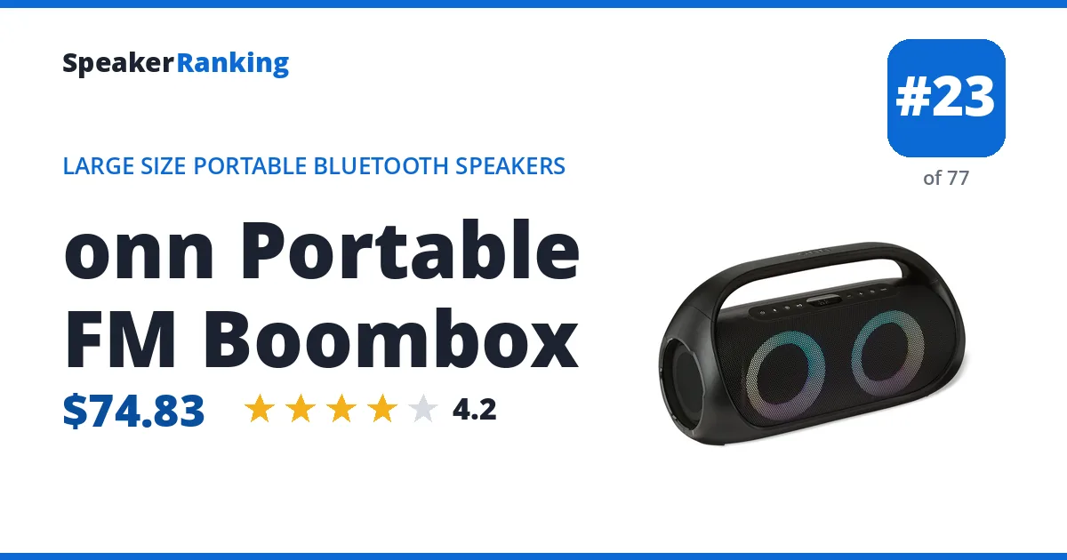onn Portable FM Boombox - ranked #23 of 77 Large Size Portable Bluetooth Speakers · Editor's rating 4.2/5