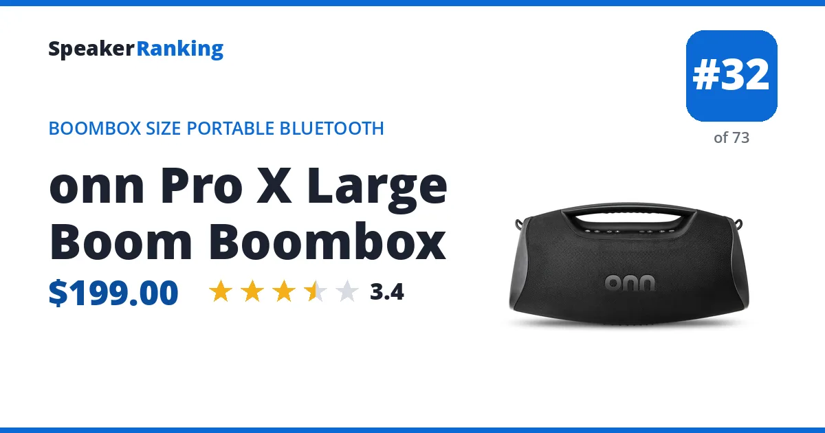 onn Pro X Large Boom Boombox - ranked #32 of 73 Boombox Size Portable Bluetooth Speakers · Editor's rating 3.4/5