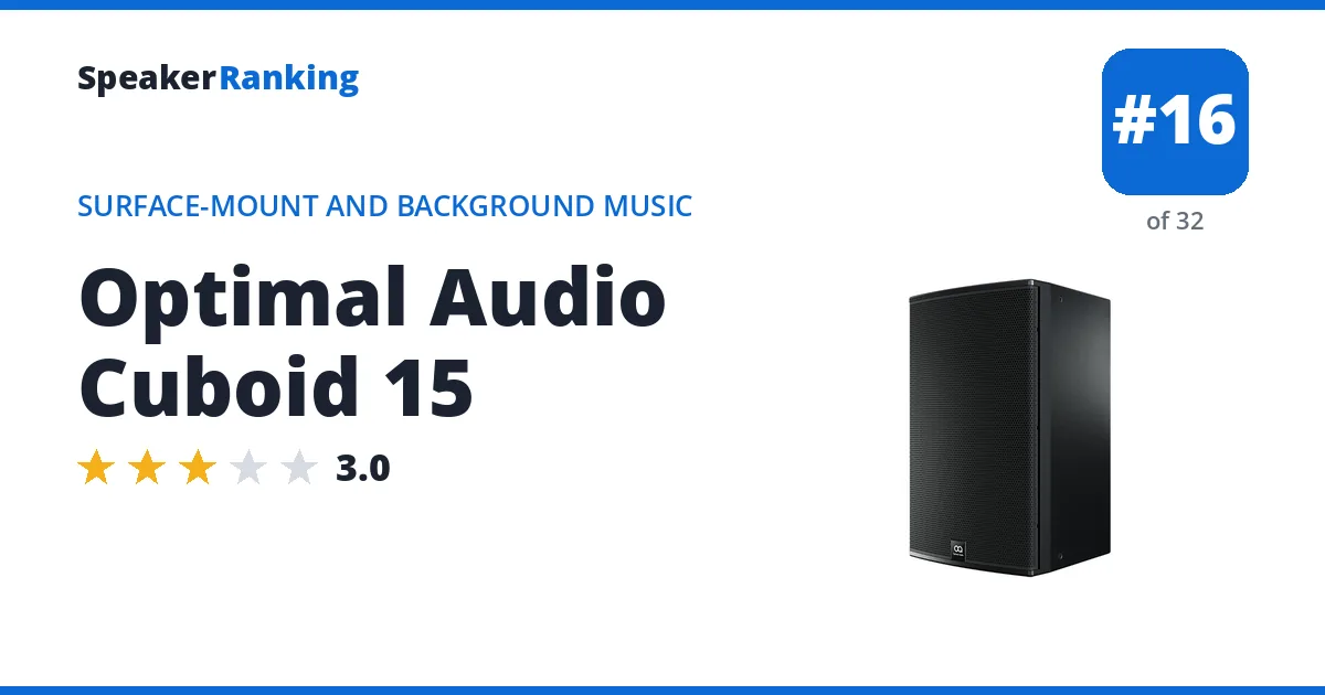 Optimal Audio Cuboid 15 - ranked #16 of 32 Surface-Mount and Background Music Speakers · Editor's rating 3/5
