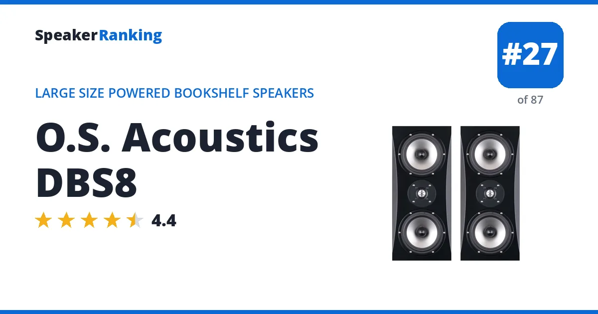 O.S. Acoustics DBS8 - ranked #27 of 87 Large Size Powered Bookshelf Speakers · Editor's rating 4.4/5