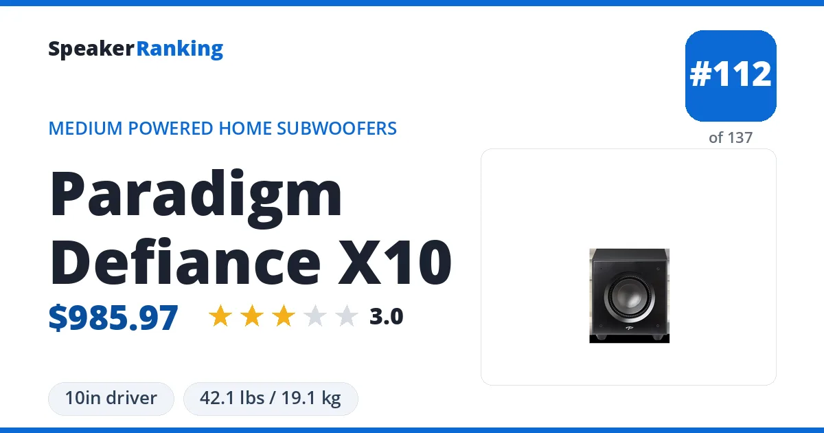 Paradigm Defiance X10 ranking card