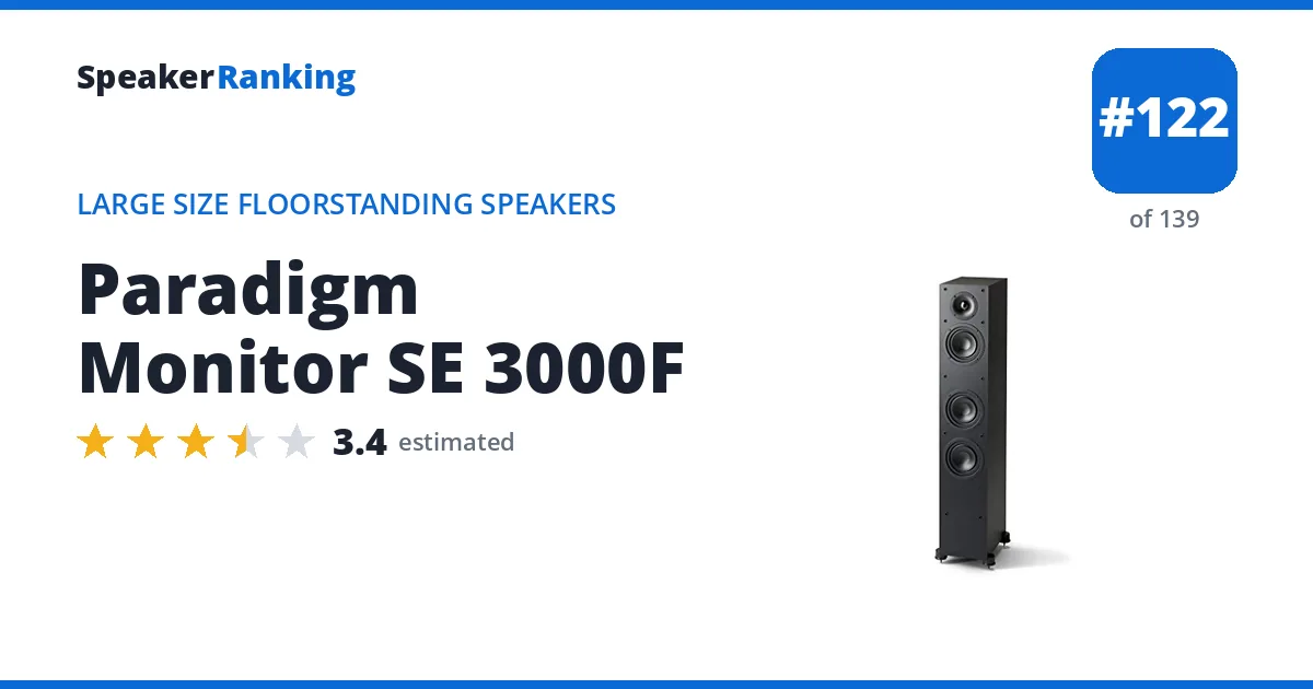 Paradigm Monitor SE 3000F - ranked #122 of 139 Large Size Floorstanding Speakers · Editor's rating 3.4/5