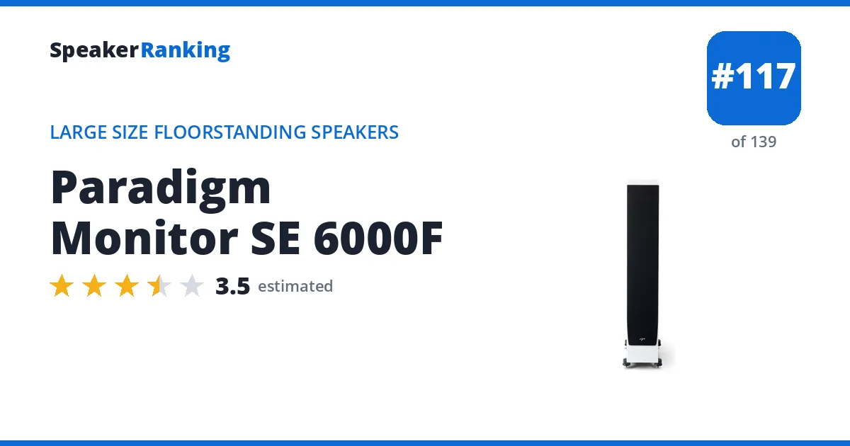 Paradigm Monitor SE 6000F - ranked #117 of 139 Large Size Floorstanding Speakers · Editor's rating 3.5/5