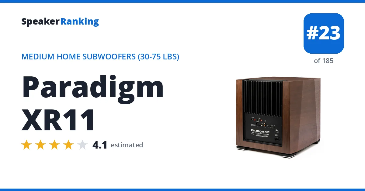 Paradigm XR11 - ranked #23 of 185 Medium Home Subwoofers (30-75 lbs) · Editor's rating 4.1/5
