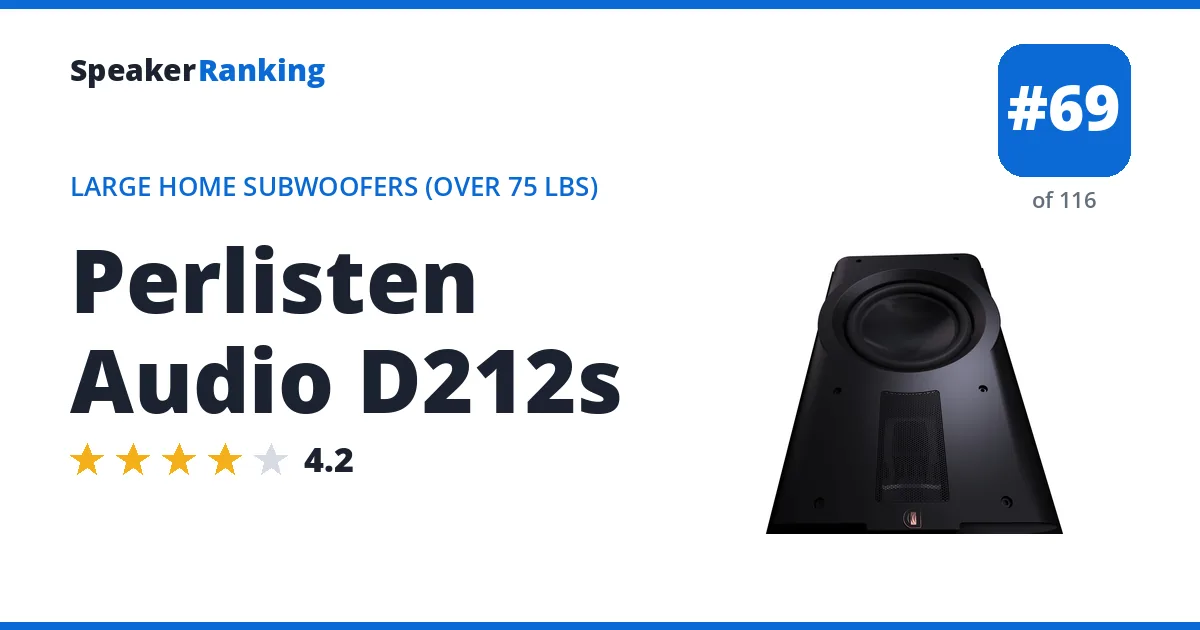 Perlisten Audio D212s - ranked #69 of 116 Large Home Subwoofers (Over 75 lbs) · Editor's rating 4.2/5