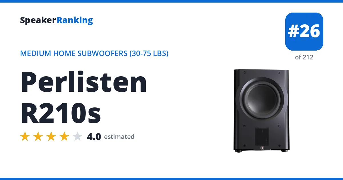 Perlisten R210s - ranked #26 of 212 Medium Home Subwoofers (30-75 lbs) · Editor's rating 4/5