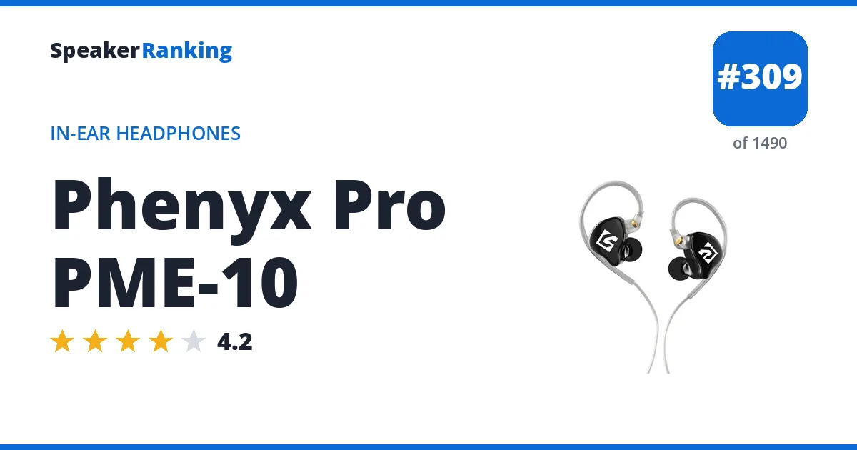 Phenyx Pro PME-10 - ranked #309 of 1490 In-Ear Headphones · Editor's rating 4.2/5
