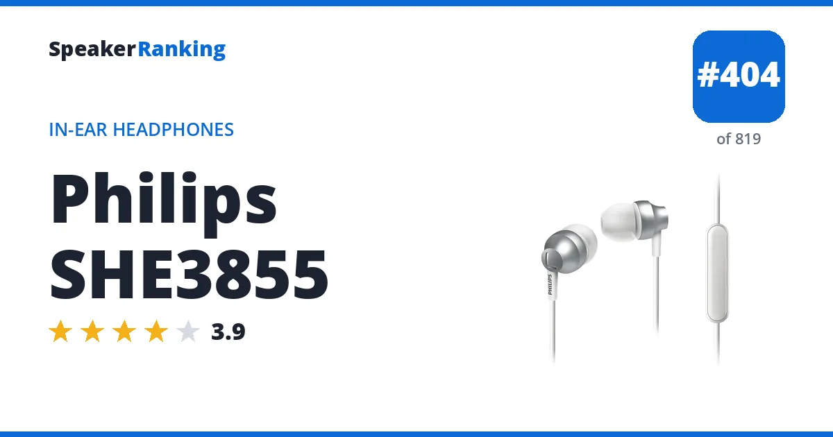 Philips SHE3855 - ranked #404 of 749 In-Ear Headphones · Editor's rating 3.9/5
