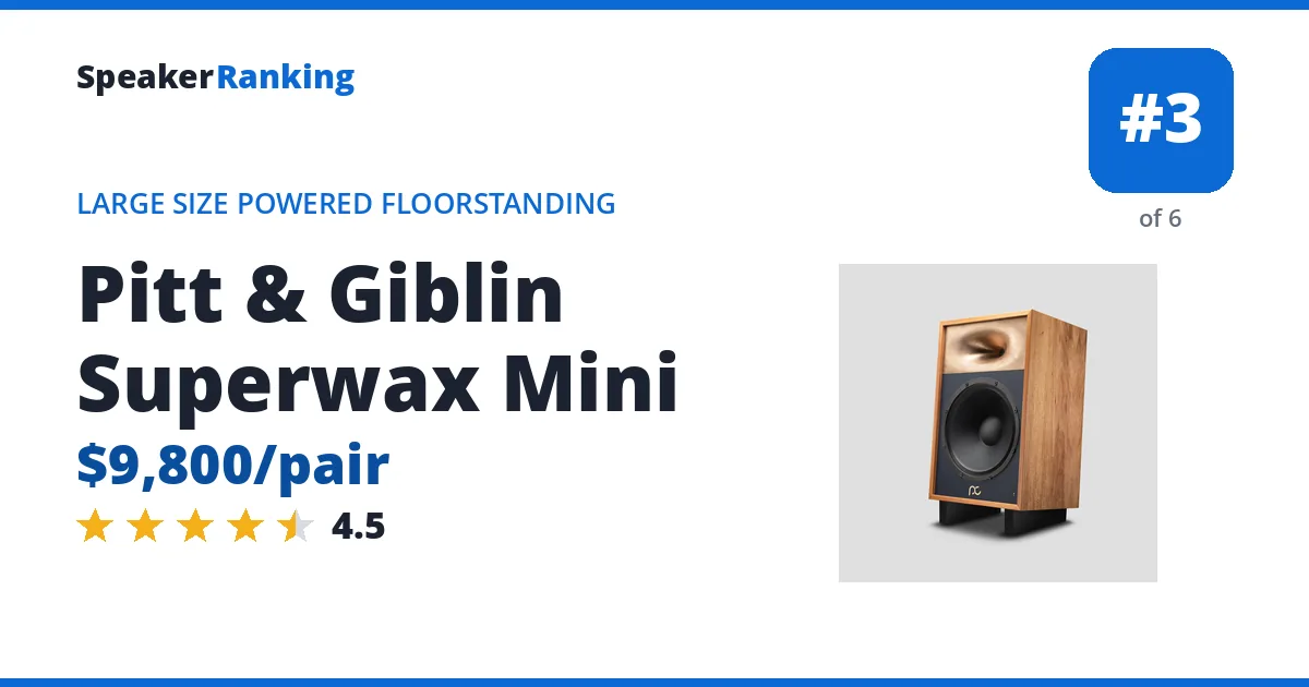 Pitt & Giblin Superwax Mini - ranked #3 of 6 Large Size Powered Floorstanding Speakers · Editor's rating 4.5/5