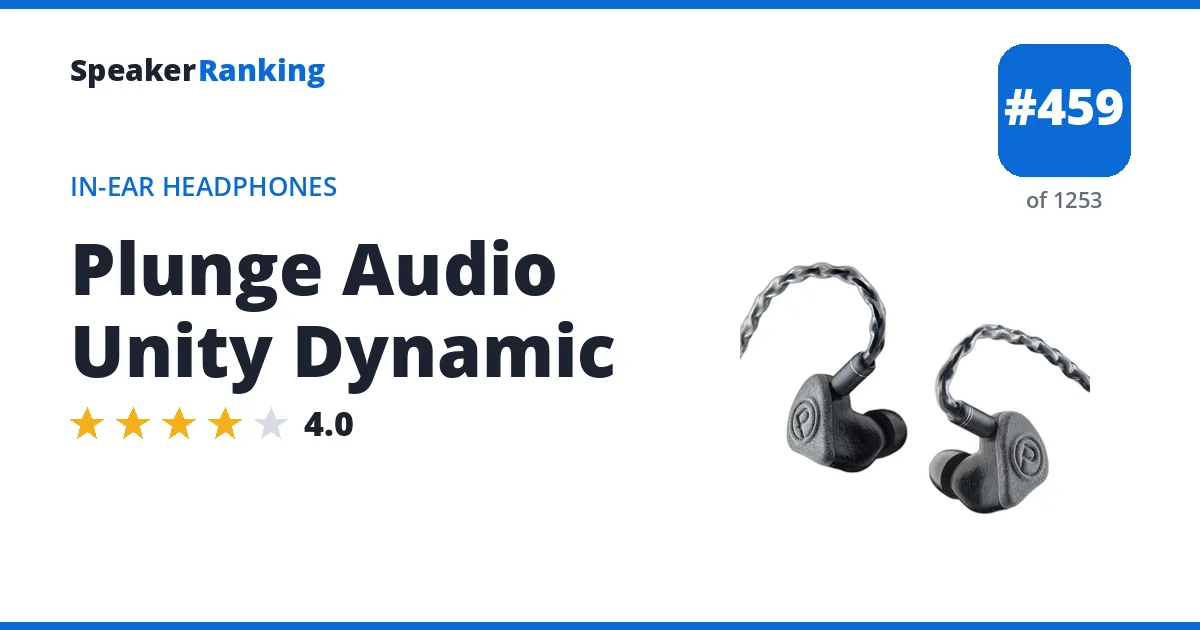 Plunge Audio Unity Dynamic - ranked #459 of 1253 In-Ear Headphones · Editor's rating 4/5