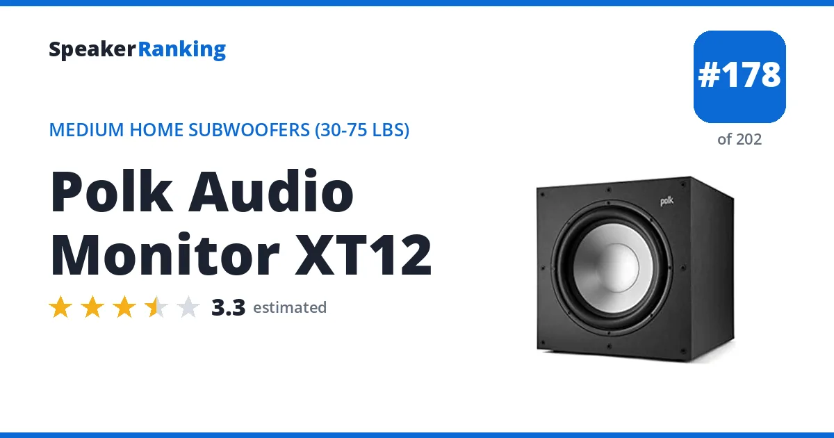 Polk Audio Monitor XT12 - ranked #178 of 202 Medium Home Subwoofers (30-75 lbs) · Editor's rating 3.3/5